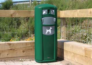 Glasdon, Inc. Retreiver City pet waste station with integrated dog bag dispenser