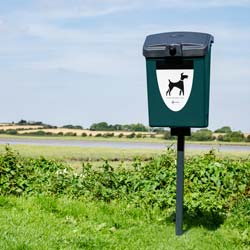 Fido Pet Waste Station post mounted in a country lane