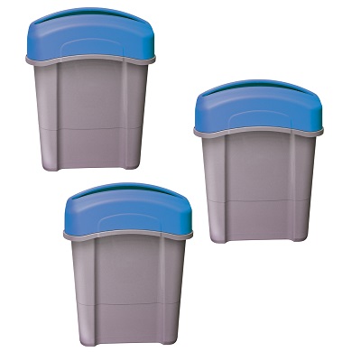 Pack of 3 Eco Nexus® 16G Bins with Express Shipping - Gray/Blue 3 x 16-Gallon Bins With Trash or Recycling Decal Packs Included