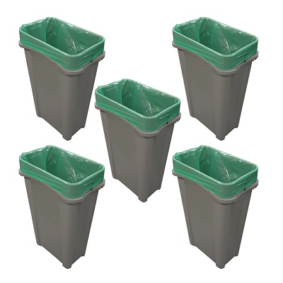 Pack of 5 Eco Nexus® 23G Open Top Bins with Express Shipping 5 x 23-Gallon Receptacles With Trash or Recycling Decal Packs