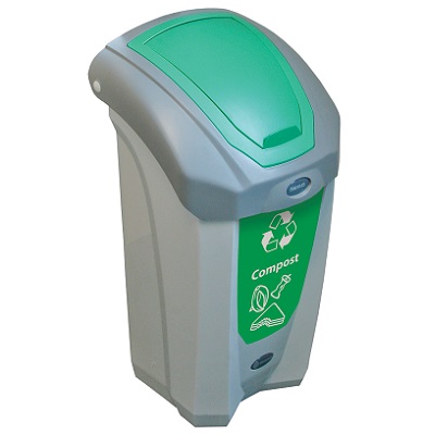 Nexus® 8G Food Waste Recycling Bin with Flip Lid & Express Shipping Small 8-Gallon Compost Bin with Green Closed Aperture & Decal