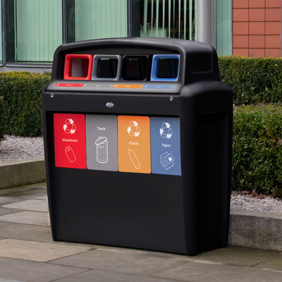 Nexus® Transform City Quad Recycling Station Capacity of 4 x 10 Gallons