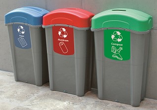 Eco Nexus® 23G Internal Recycling Containers for paper, cans & food compost waste