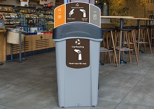 Eco Nexus® Coffee Cup Recycling Station in gas station convenience store
