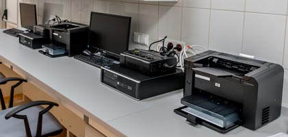 Electronic computers and printers in office recycling