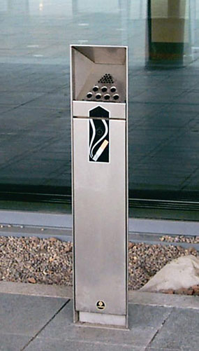 Stainless Steel Ashguard cigarette unit outside convention center