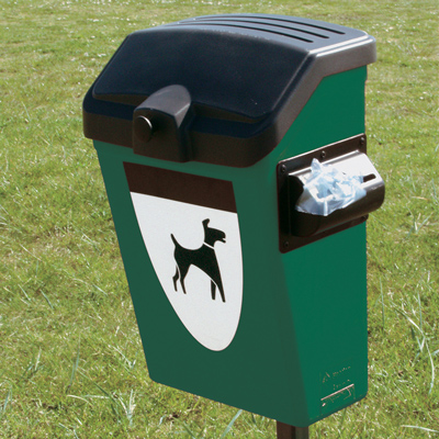 Glasdon waste bin with 'bin it' decals