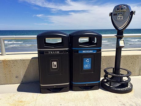 front on view of Glasdon 29G's on seafront