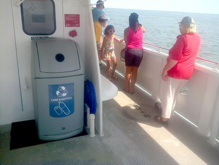 Nexus 36G Cans & Bottles Recycling Container on board a Sea Adventures Boat Trip