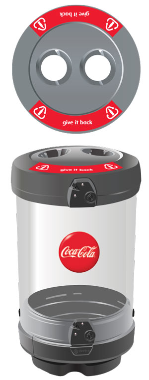 C Thru 48G Recycling Container for bottles personalized for Coca Cola