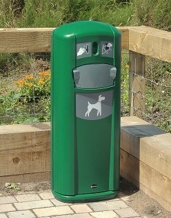 Image showing Retriever City Pet Waste Station in Green with Decals.