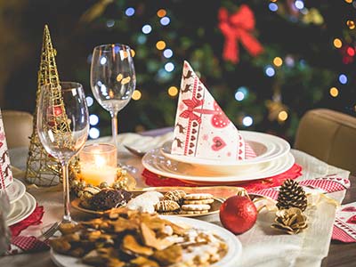 Christmas dinner table scene