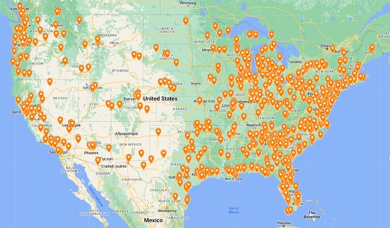 Map showing all locaions we have provided our Life Rings to