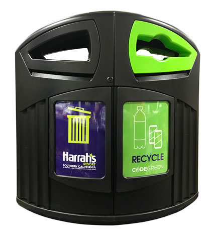Nexus 52G personalized trash and recycling at Harrah's Resort