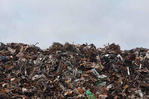 A pile of waste at a landfill site