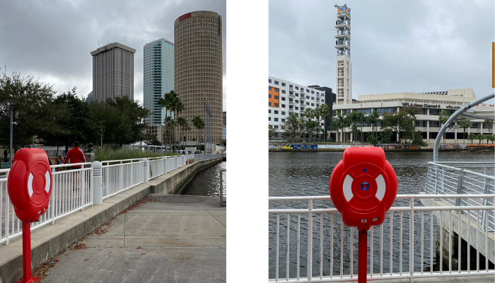 duo image of Guardian™ life ring cabinets at Tampa Bay, Florida