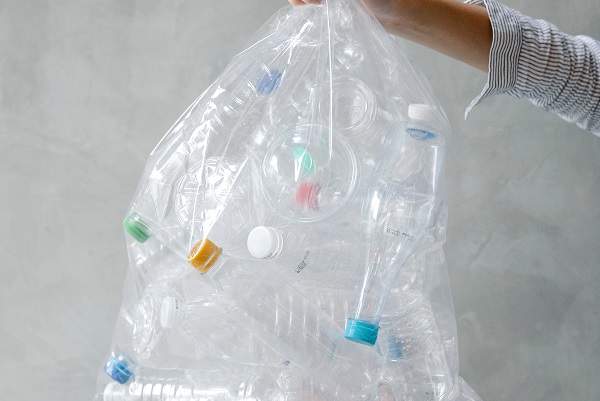 A bag of plastic bottles
