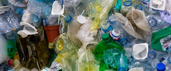 A collectin of plastic and other recyclable material