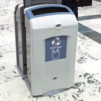 Nexus 26G Plastic Bag Recycling Bin on marble flooring