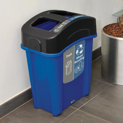 Eco Nexus&reg; 16G Duo Mixed Recyclables/Trash Recycling Containers in Blue
