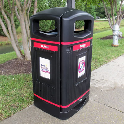 Glasdon Jubilee 29G trash can with personalized decals