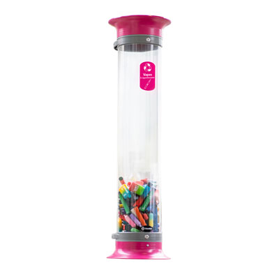 C-Thru™ 15Q Vape Recycling Bin with Express Shipping Magenta Funnel Aperture with Magenta Vape Decal