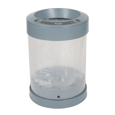 C-Thru™ 36G Trash Receptacle with Express Shipping 36-Gallon Transparent Plastic Trash Can with Gray Decal & Lid