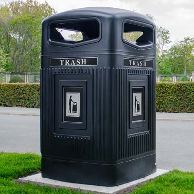 Outdoor Steel Garbage Receptacle, Park Trash Containers