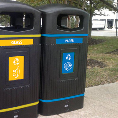 Glasdon Jubilee&trade; 29G Paper Recycling Bin with blue graphics