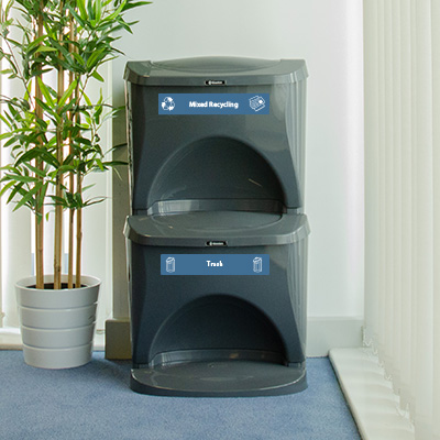 Nexus® Stack 16G Recycling Bin With Recycling Decal Set